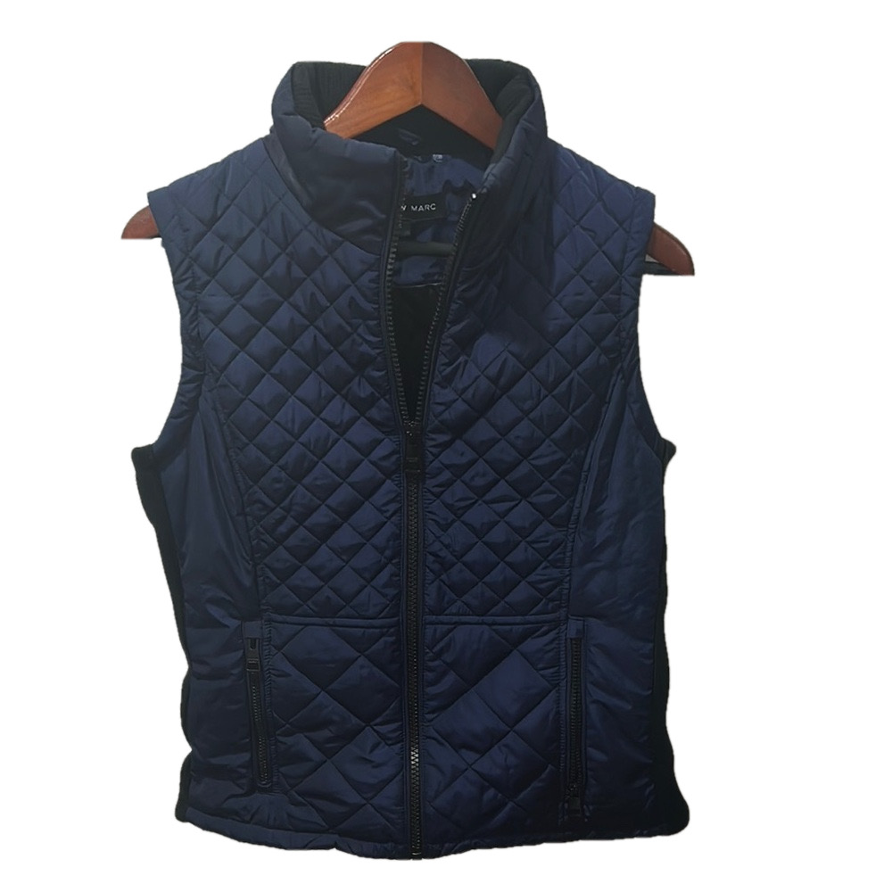 Andrew Marc Navy Quilted puffer Vest size S GUC..